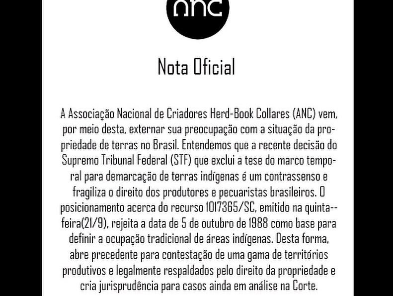 Nota Oficial Marco Temporal