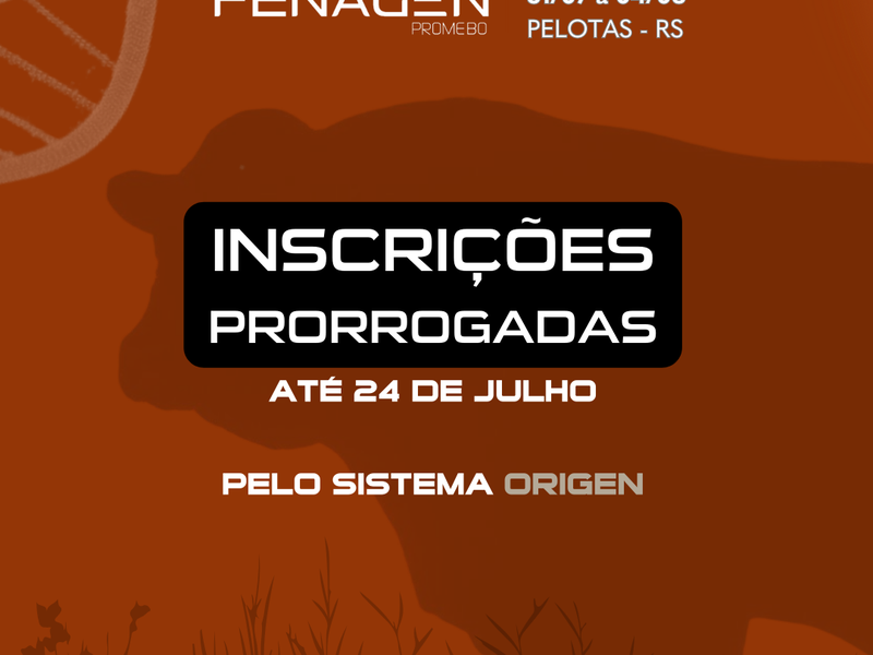 Fenagen tem inscrições prorrogadas